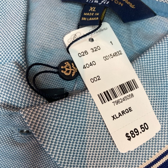 Brooks Brothers Slim Fit Tipped Polo Shirt Provincial Blue XL - Picture 3 of 4